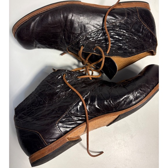 Cydwoq Brown Distressed Leather Lace Up Ankle Boots Women's Size 41.5 Handmade - Picture 11 of 11